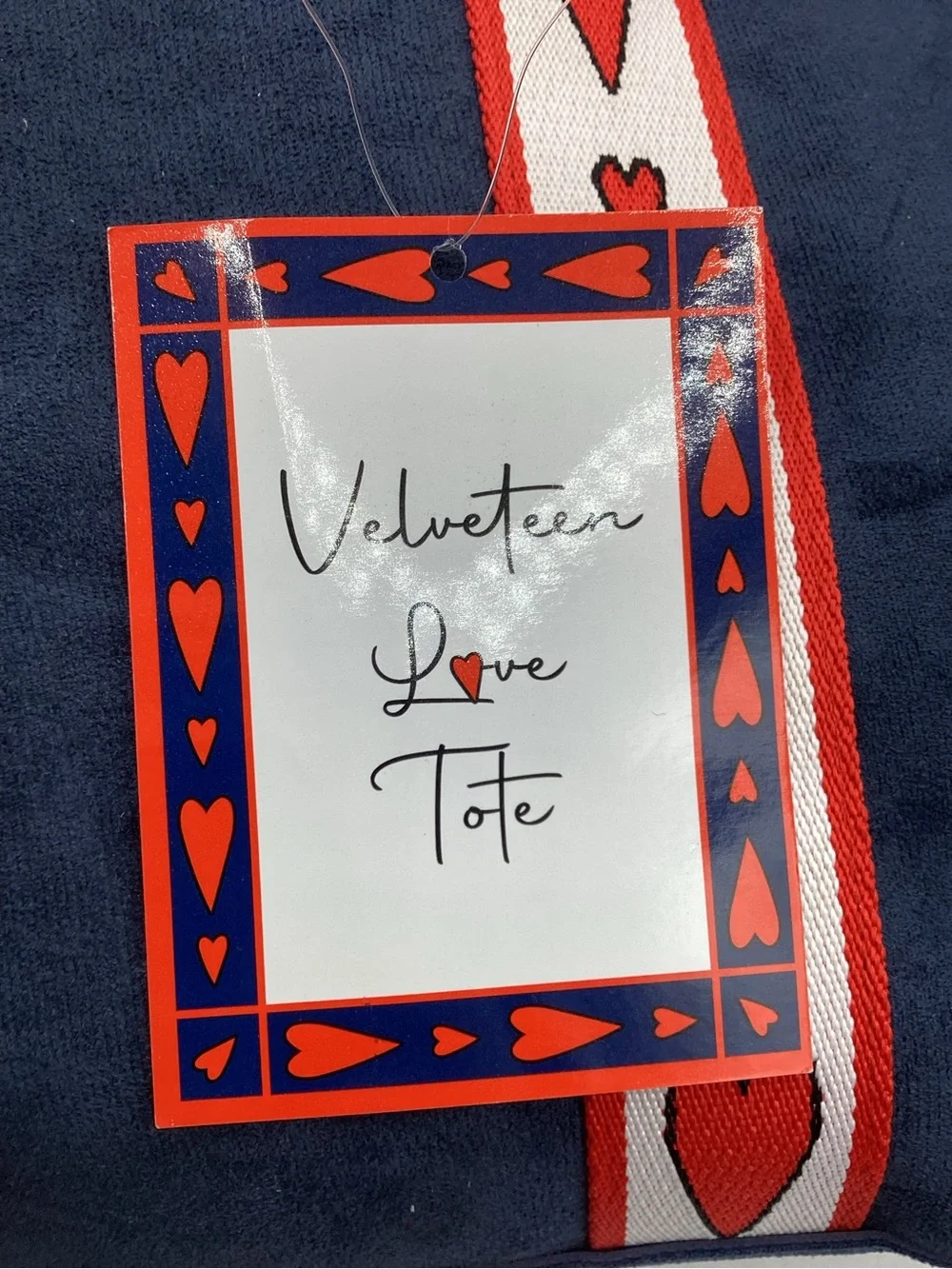 Brighton Navy Velveteen Heart Tote New With Tags